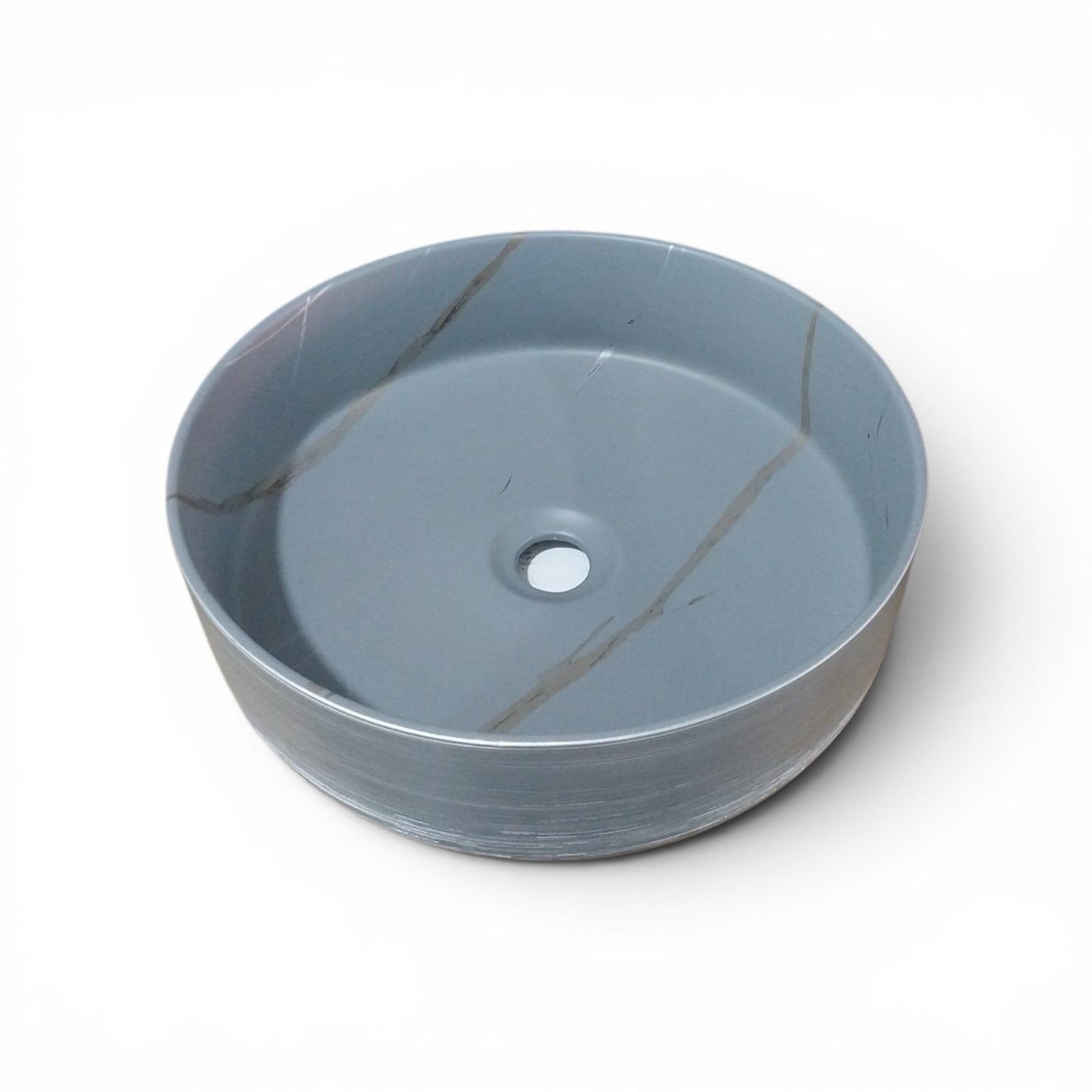 Lavamanos de Sobreponer Redondo Gris Veta  Cafe Radio 36cm altura 12cm