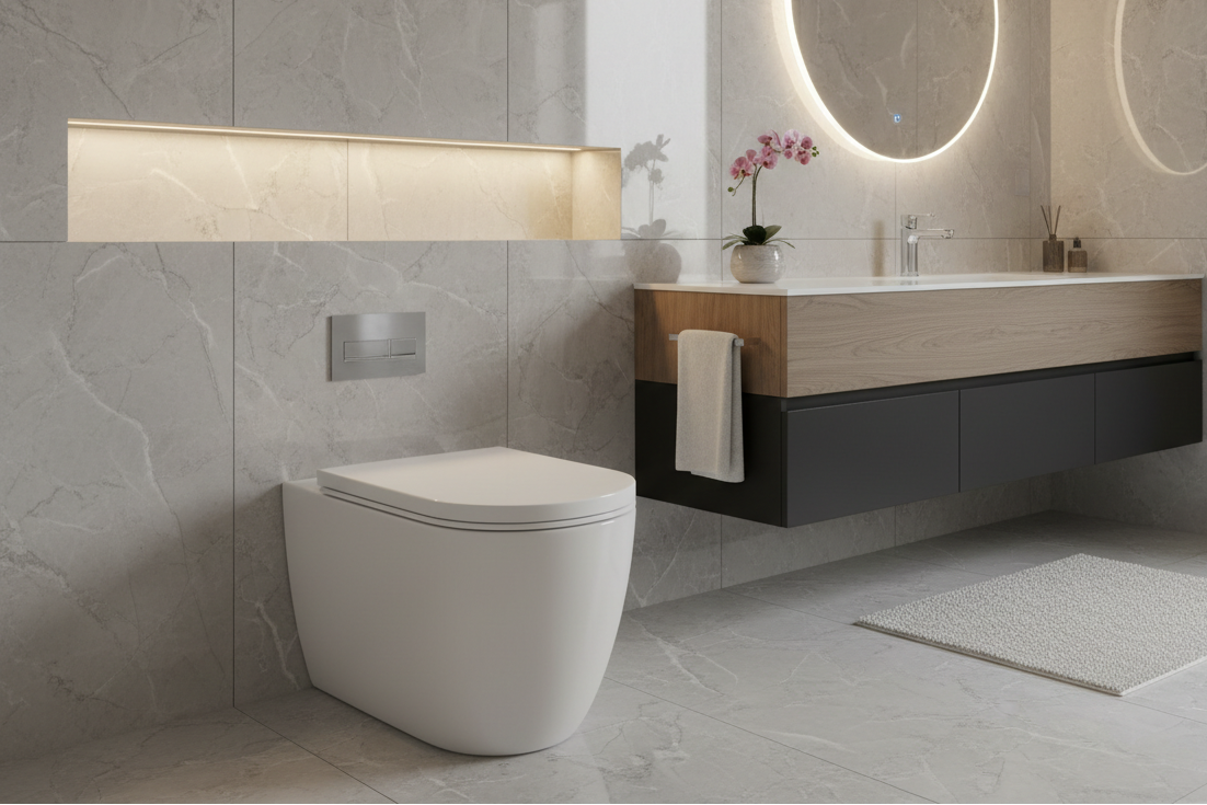 Sanitario elegante en baño moderno